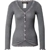Rosemunde Rwbabette Silk Ls V-Neck Lace Cardi - Grey - S