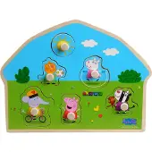 Ginza.se Peppa Pig Wooden Knob Puzzle Playground - Multi/patterned - ONE SIZE
