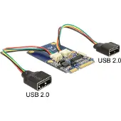 DeLOCK Module MiniPCIe I/O full size 2 x USB-A 2.0 female, blue (95242)