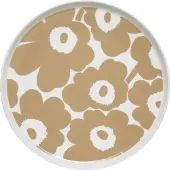 Marimekko Oiva - Unikko lautanen 25 cm, valkoinen - beige