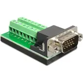DeLOCK 65424, VGA, 16p, Musta, Vihreä, Hopea