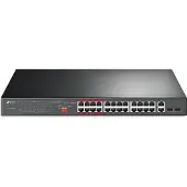 TP-LINK TL-SL1226P - Kytkin - ikke administreret - 24 x 10/100 (PoE+) + 2 x 10/100/1000 + 2 x combo Gigabit SFP - työpöytä, monterbar på stativ - P...