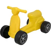 Plasto skootteri, pehmeät ja hiljaiset pyörät, keltainen, istuinkorkeus 22 cm
