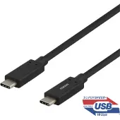 Deltaco 3.2 Gen2x2 USB-C -kaapeli, 10 10 Gbps, PD3.0 60W, 0,5m, musta