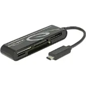 EECONN – USB 2.0 Card Reader, USB-C male, 5 Slots, up to 480 Mbps, black (91739)