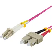 Deltaco – OM4-kuitukaapeli, LC – SC, duplex, multimode, 50/125, 0,5m (LCSC-700)