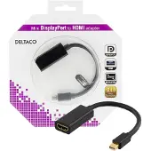 Deltaco Mini Displayport - HDMI sovitin, 4K, audio, 0,2, musta