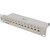 Deltaco – 10" kytkentäpaneeli, 12xRJ45, Cat6a, STP, 10Gbps, met., harmaa (10-PATCH14)