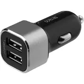 Deltaco – USB-autolaturi, 2x USB-A, 17W, musta/hopea (USB-CAR126)