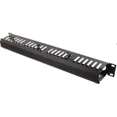 Deltaco – 19" Cable panel, 1U, finger channel, black (19-24)