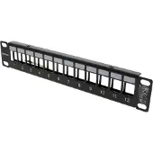 Deltaco – 10" 1U kytkentäpaneeli, 12 porttia (10-PATCH18)