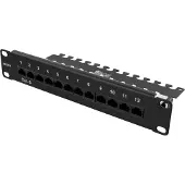 Deltaco – 10" patch panel, 12xRJ45, Cat6, 1U, Krone LSA, unshielded, metal, black (10-PATCH16)