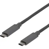 Deltaco 3.2 Gen2 USB-C -kaapeli, 10 Gbps, PD3.0 60W, 1m, harmaa