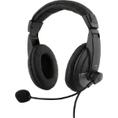 Deltaco Suljettu headset, mikrofoni & äänensäätö, 2m, musta