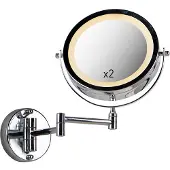 QAZQA Design-seinäpeili kromi sis. LED-himmennin lämpimään säädettävissä IP44 - Vicino