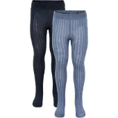 Minymo Stocking - Solid Rib 2-Pack - Blue - 92-98