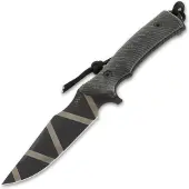 Acta Non Verba ANV Knives M311 SPELTER DLC Camo Elmax, Black Micarta Handle, Black Kydex Sheath, survival knife