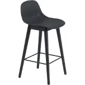 Muuto Fiber baarituoli matala Wood Base - 65 cm - Black/Anthracite