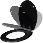 vidaXL WC-istuin soft close MDF yksinkertainen muotoilu musta