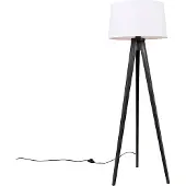 QAZQA Jalusta musta pellavavarjostimella valkoinen 45 cm - Tripod Classic