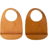Done by Deer silikoninen ruokalappu 2kpl Elphee Mustard