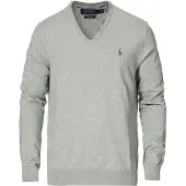 Ralph Lauren Slim Fit Cotton V-Neck Sweater - Grey - XS