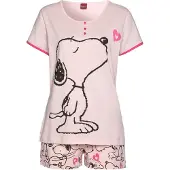 Peanuts Pyjamashortsit roosa / neonpinkki / musta