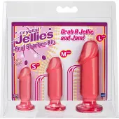 Doc Johnson Crystal Jellies - Anaalitappisetti, kolme eri kokoa, imukupilla, pinkki