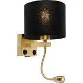 QAZQA Art Deco -seinävalaisin kulta USB:llä ja mustalla varjostimella - Brescia