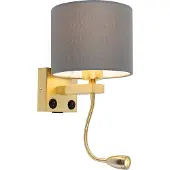 QAZQA Art Deco -seinävalaisin kulta USB:llä ja harmaalla varjostimella - Brescia