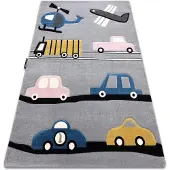 Rugsx Alfombra PETIT TOYS JUGUETES CARROS gris 160x220 cm