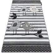 Rugsx Alfombra PETIT BIRDS Pajaritos gris 140x190 cm