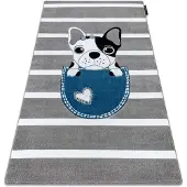 Rugsx Alfombra PETIT BULLDOG Perro gris 200x290 cm