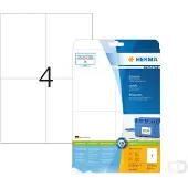 Herma 5063, Valkoinen, Itse kiinnittyvä tulostintarra, A4, Paperi, Laser/Inkjet, Kiinteä
