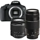 Canon Digikamera EOS 2000D + EF-S 18-55mm III + EF 75-300mm III.