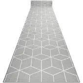 Rugsx Alfombra de pasillo con refuerzo de goma CUBE cubo, gris 120 cm 120x270 cm