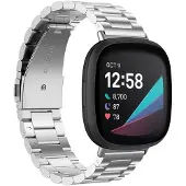 CaseOnline Rannekoru ruostumatonta terästä Fitbit Sense - Hopea