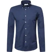 Lindbergh Yarn Dyed Oxford Superflex Shirt L/S - Navy - M