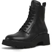 Camper for woman. K400577-001 Milah black leather ankle boots -Height heel: 5,4cm (42), Flat, Laces, Zip, Casual