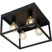 QAZQA Teollinen kattovalaisin musta 40 cm 4-valo - Cage
