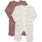 Pippi Baby Nightsuit W/F -Buttons 2-Pack - Pink - 68