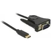 DeLOCK 62964 USB Type-C to RS-232 DB9 - Sarjasovitin, Musta