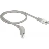 DeLOCK – Network cable RJ45 Cat.6A S/FTP downwards angled/straight 0.5m, grey (85873)
