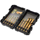 DeWalt metalliporanterä HSS-TIN EXTREME IMPACT KPL. 10cz. 3-12mm HEX 1/4 "DT50050-QZ KÄSIKIRJA