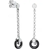 Dondella Ceramic Hanging Circle Black Earrings 2.67g