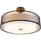 QAZQA Moderni kattovalaisin musta valkoisella 50 cm 3-lamppu - Drum Duo