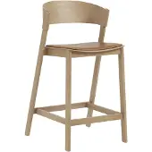 Muuto Cover baarituoli, 65 cm, tammi - konjakki nahka