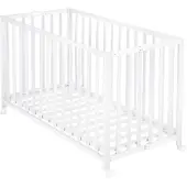 Roba Wooden Foldable Cot 60 X 120 Cm - White - 77X 123X 13CM