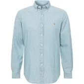 Ralph Lauren for man. 710792042001 Blue Custom Fit Chambray Shirt (XXL), Casual, Cotton, Long sleeve