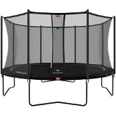 Berg trampoliini Favorit, sis. Comfort turvaverkon 430 cm musta